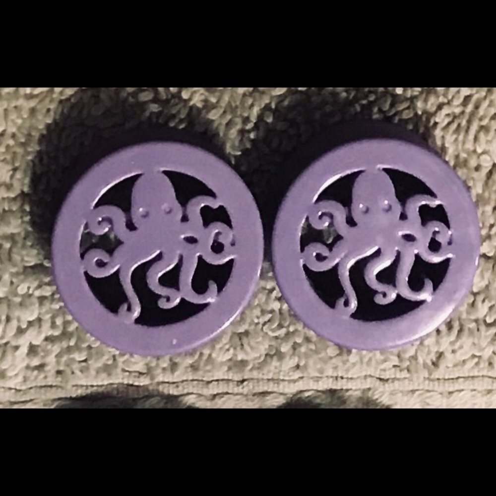 1” Inch Poly Flare Octopus Gauge Plugs Pair Purple